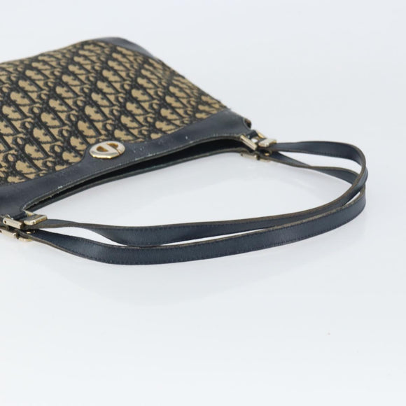 Christian Dior Trotter Canvas Shoulder Bag Navy Gold Auth yk19936