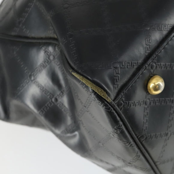 Gianni Versace Hand Bag Leather PVC Black gold Auth yk19945