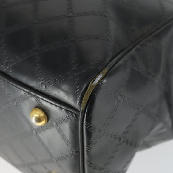 Gianni Versace Hand Bag Leather PVC Black gold Auth yk19945
