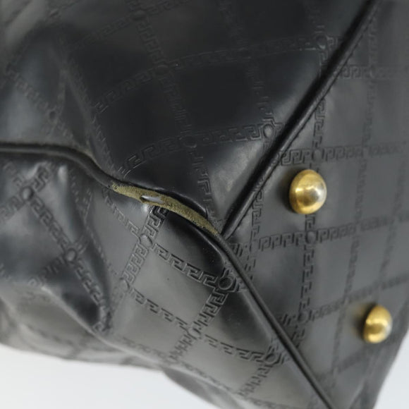 Gianni Versace Hand Bag Leather PVC Black gold Auth yk19945