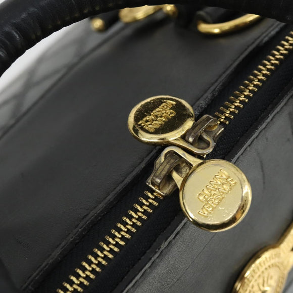 Gianni Versace Hand Bag Leather PVC Black gold Auth yk19945