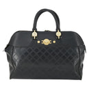 Gianni Versace Hand Bag Leather PVC Black gold Auth yk19945-13