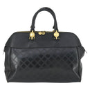 Gianni Versace Hand Bag Leather PVC Black gold Auth yk19945-2