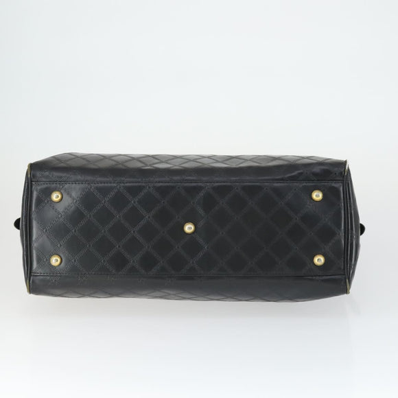 Gianni Versace Hand Bag Leather PVC Black gold Auth yk19945