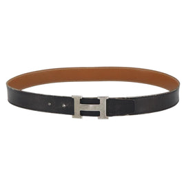 HERMES Constance Belt Leather 37.8"" Black Auth yk19950