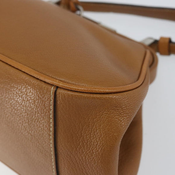 PRADA Hand Bag Leather Brown Silver Auth yk19954