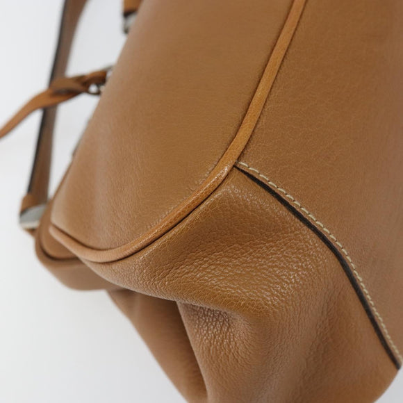 PRADA Hand Bag Leather Brown Silver Auth yk19954