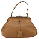 PRADA Hand Bag Leather Brown Silver Auth yk19954-2
