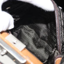 PRADA Hand Bag Leather Brown Silver Auth yk19954-21