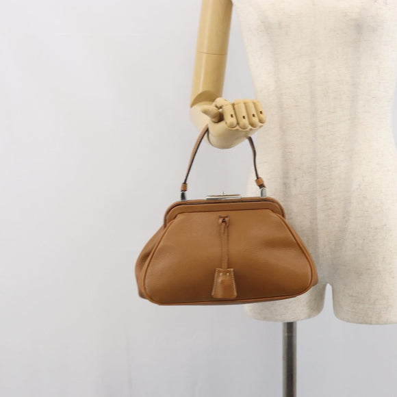 PRADA Hand Bag Leather Brown Silver Auth yk19954