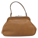 PRADA Hand Bag Leather Brown Silver Auth yk19954-3
