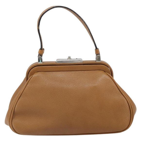 PRADA Hand Bag Leather Brown Silver Auth yk19954