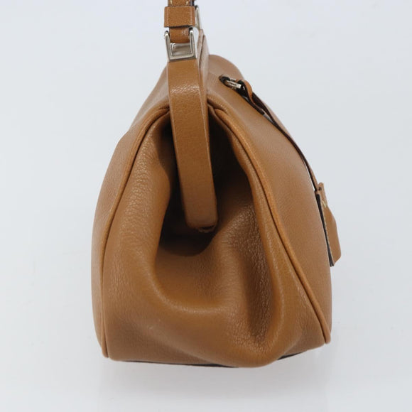 PRADA Hand Bag Leather Brown Silver Auth yk19954