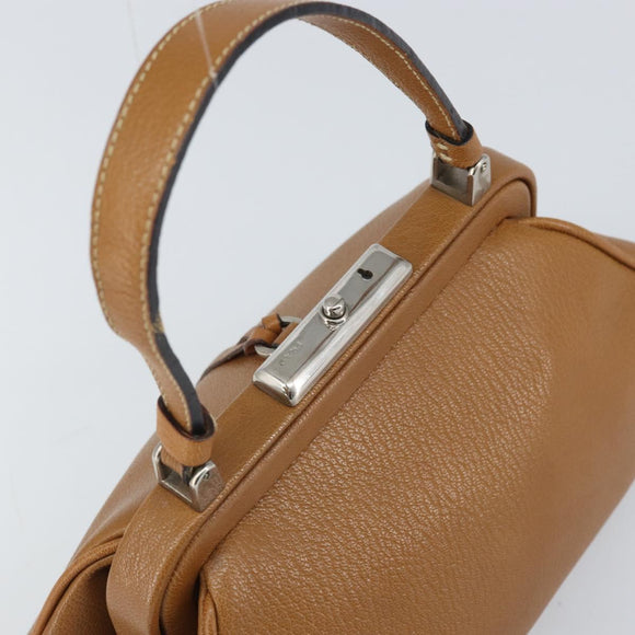 PRADA Hand Bag Leather Brown Silver Auth yk19954