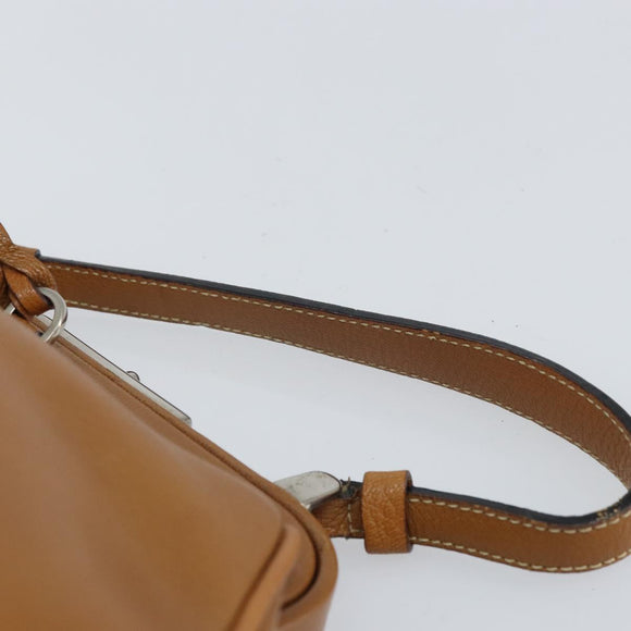 PRADA Hand Bag Leather Brown Silver Auth yk19954