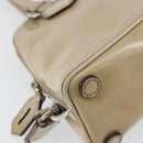 PRADA Hand Bag Patent leather Beige Silver Auth yk19956-15
