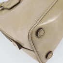 PRADA Hand Bag Patent leather Beige Silver Auth yk19956-17