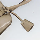 PRADA Hand Bag Patent leather Beige Silver Auth yk19956-18