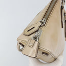 PRADA Hand Bag Patent leather Beige Silver Auth yk19956-19