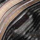 PRADA Hand Bag Patent leather Beige Silver Auth yk19956-21