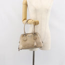 PRADA Hand Bag Patent leather Beige Silver Auth yk19956-27