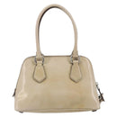 PRADA Hand Bag Patent leather Beige Silver Auth yk19956-2