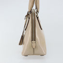 PRADA Hand Bag Patent leather Beige Silver Auth yk19956-3