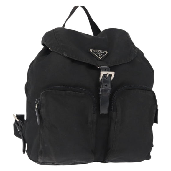 PRADA Backpack Nylon Black Silver Auth yk19964