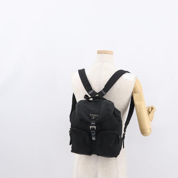PRADA Backpack Nylon Black Silver Auth yk19964