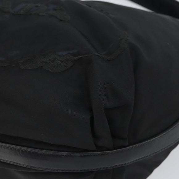 PRADA Schultertasche Nylon Schwarz Silber Original yk19971