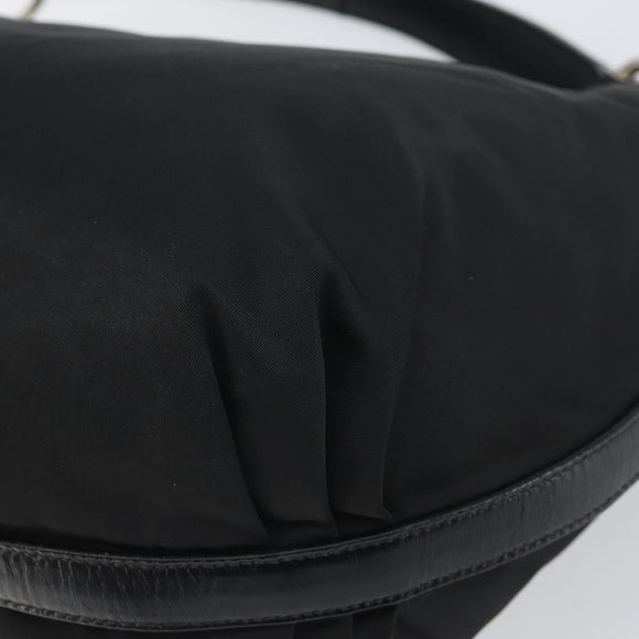 PRADA Schultertasche Nylon Schwarz Silber Original yk19971
