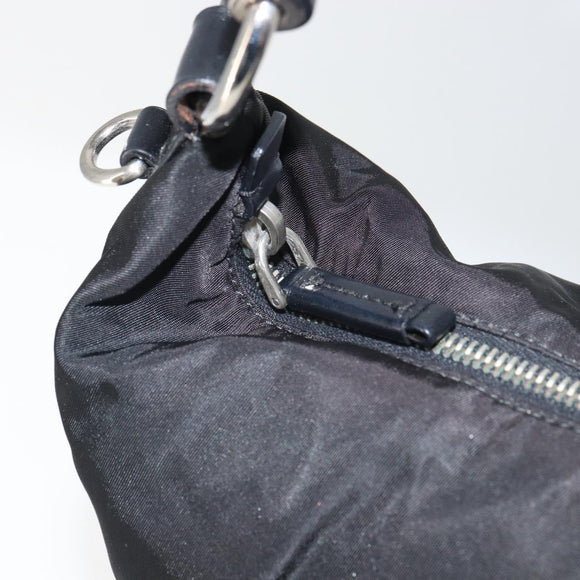 PRADA Schultertasche Nylon Schwarz Silber Original yk19971