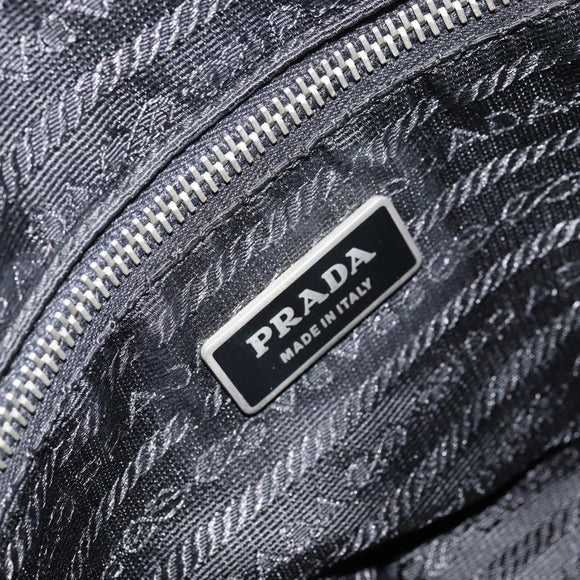 PRADA Schultertasche Nylon Schwarz Silber Original yk19971