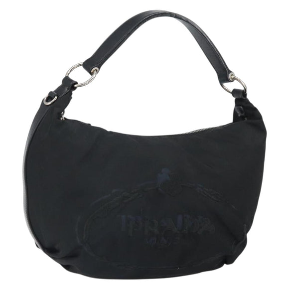 PRADA Schultertasche Nylon Schwarz Silber Original yk19971