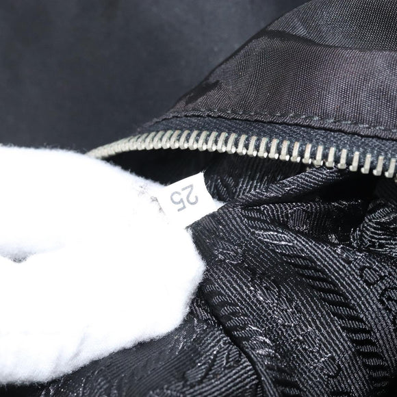 PRADA Schultertasche Nylon Schwarz Silber Original yk19971