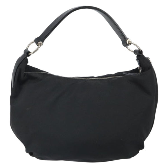PRADA Schultertasche Nylon Schwarz Silber Original yk19971