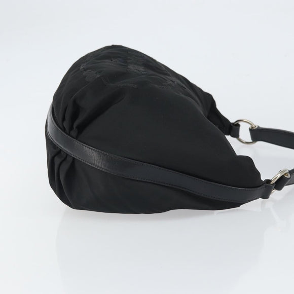 PRADA Schultertasche Nylon Schwarz Silber Original yk19971