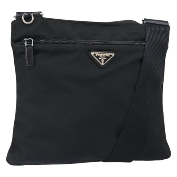 PRADA Shoulder Bag Nylon Black Silver Auth yk19974