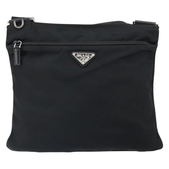 PRADA Shoulder Bag Nylon Black Silver Auth yk19974
