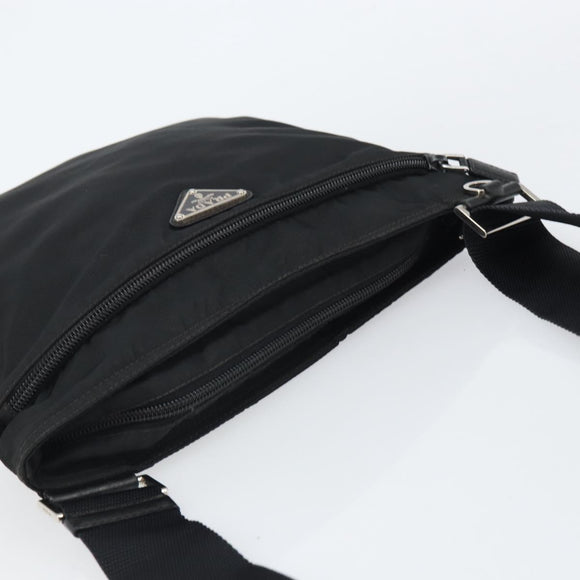 PRADA Shoulder Bag Nylon Black Silver Auth yk19974