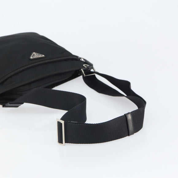 PRADA Shoulder Bag Nylon Black Silver Auth yk19974