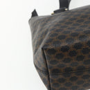 CELINE Macadam Canvas Hand Bag PVC Leather Black Gold Auth yk19981-14
