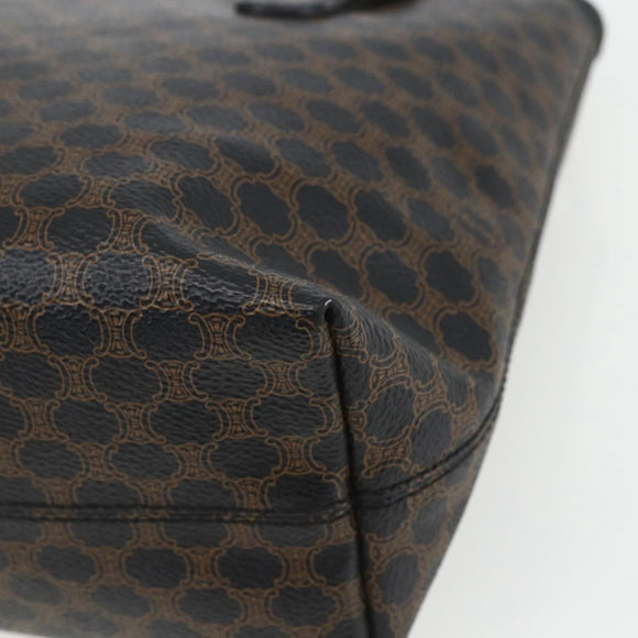 CELINE Macadam Canvas Hand Bag PVC Leather Black Gold Auth yk19981