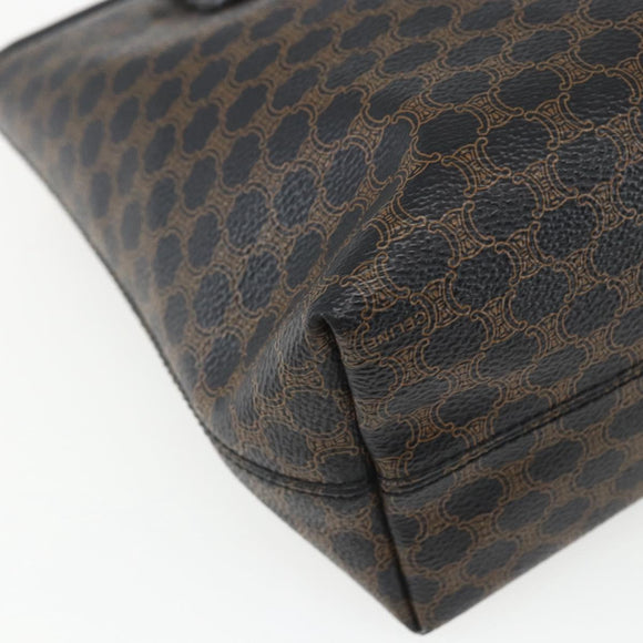 CELINE Macadam Canvas Hand Bag PVC Leather Black Gold Auth yk19981