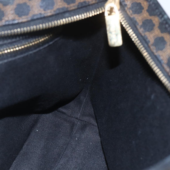 CELINE Macadam Canvas Hand Bag PVC Leather Black Gold Auth yk19981