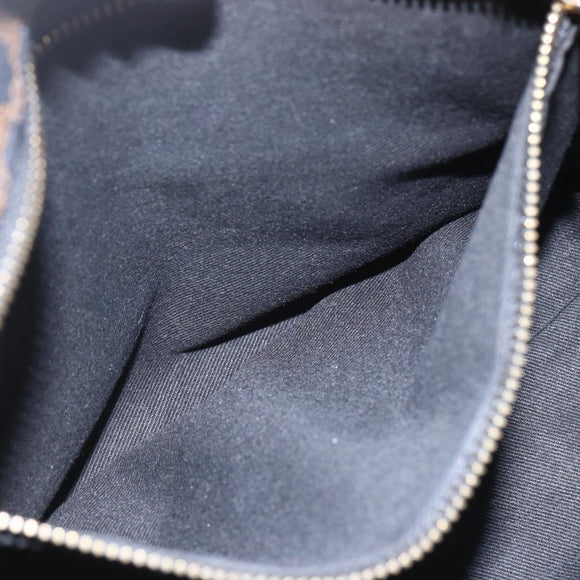 CELINE Macadam Canvas Hand Bag PVC Leather Black Gold Auth yk19981