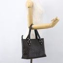 CELINE Macadam Canvas Hand Bag PVC Leather Black Gold Auth yk19981-22