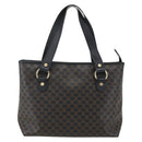 CELINE Macadam Canvas Hand Bag PVC Leather Black Gold Auth yk19981-2