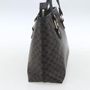 CELINE Macadam Canvas Hand Bag PVC Leather Black Gold Auth yk19981-3