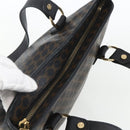 CELINE Macadam Canvas Hand Bag PVC Leather Black Gold Auth yk19981-6